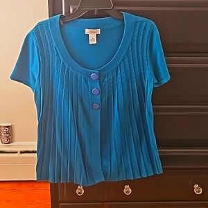Cotton short sleeve turqoise Kim Rogers sweater